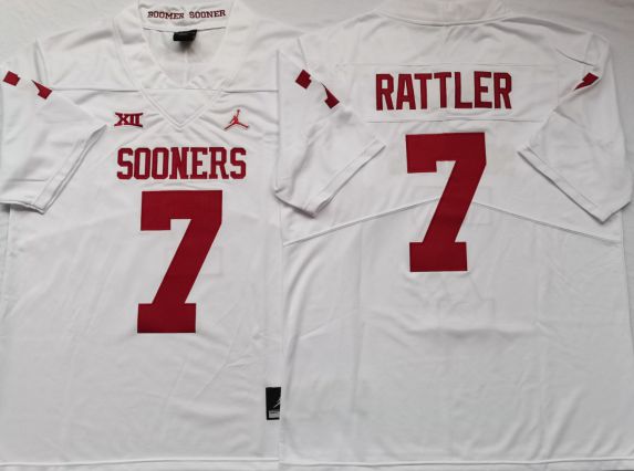 Men Oklahoma Sooners #7 Rattler White 2025 NCAA Jersey->ncaa teams->NCAA Jersey